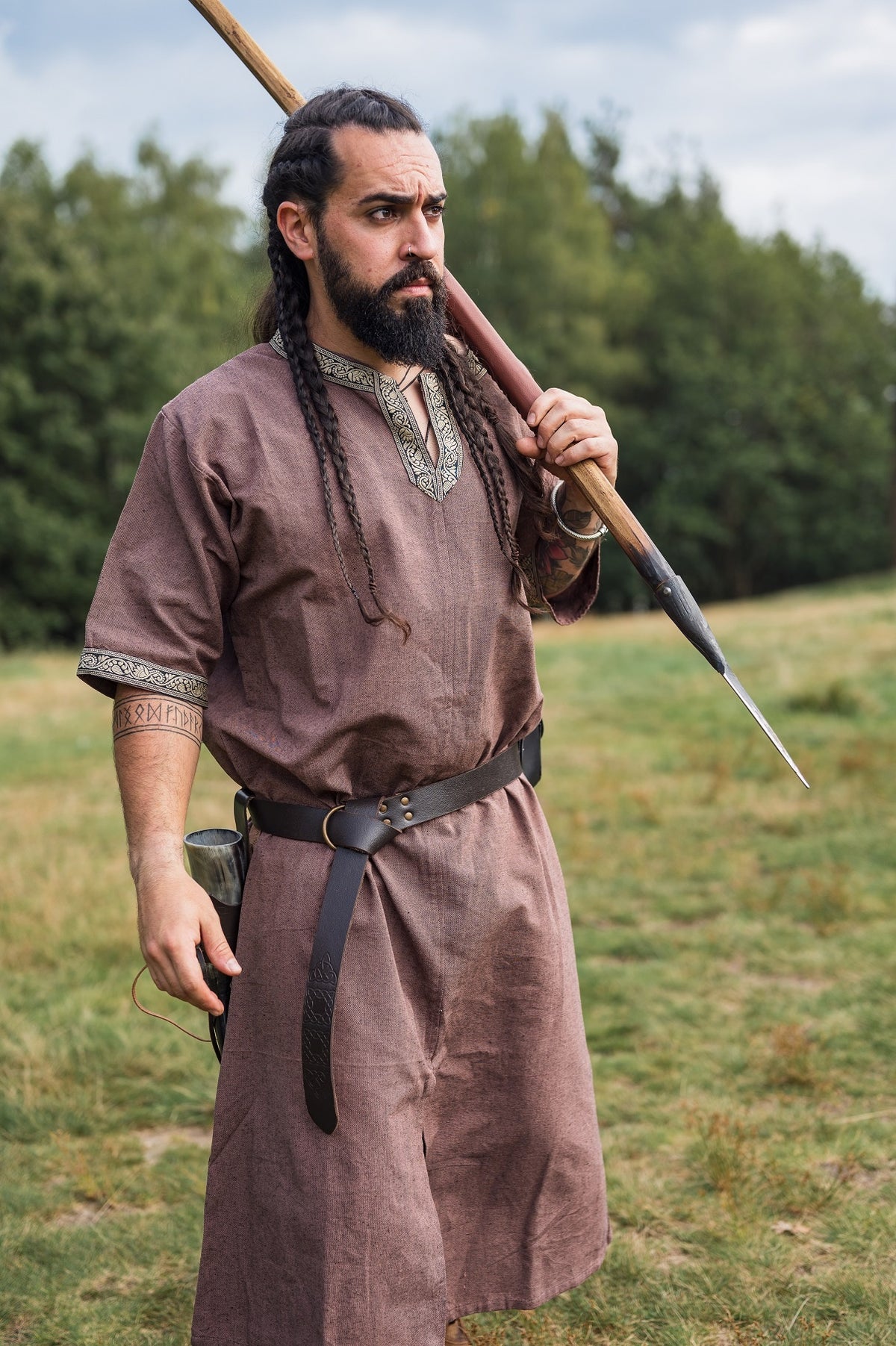 Celtic tunic, short sleeves, light brown