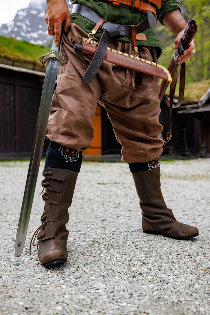 Linen Viking Trousers Odin, brown