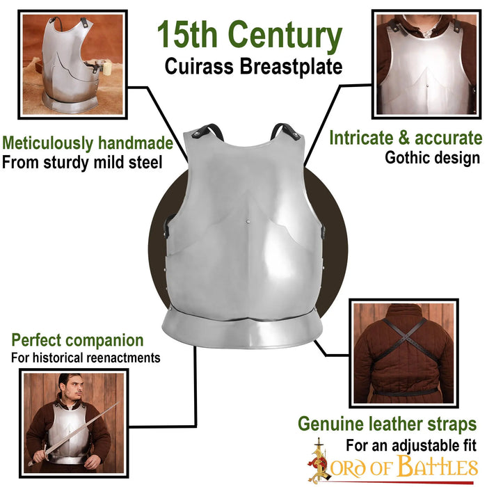 15th century breastplate, black, 1.6 mm