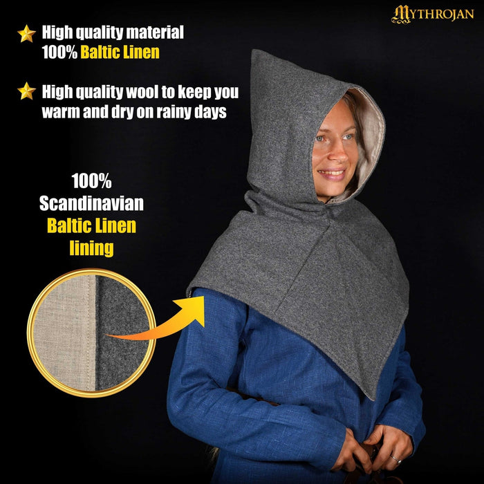 Skjoldehamn viking chaperon, wool & linen