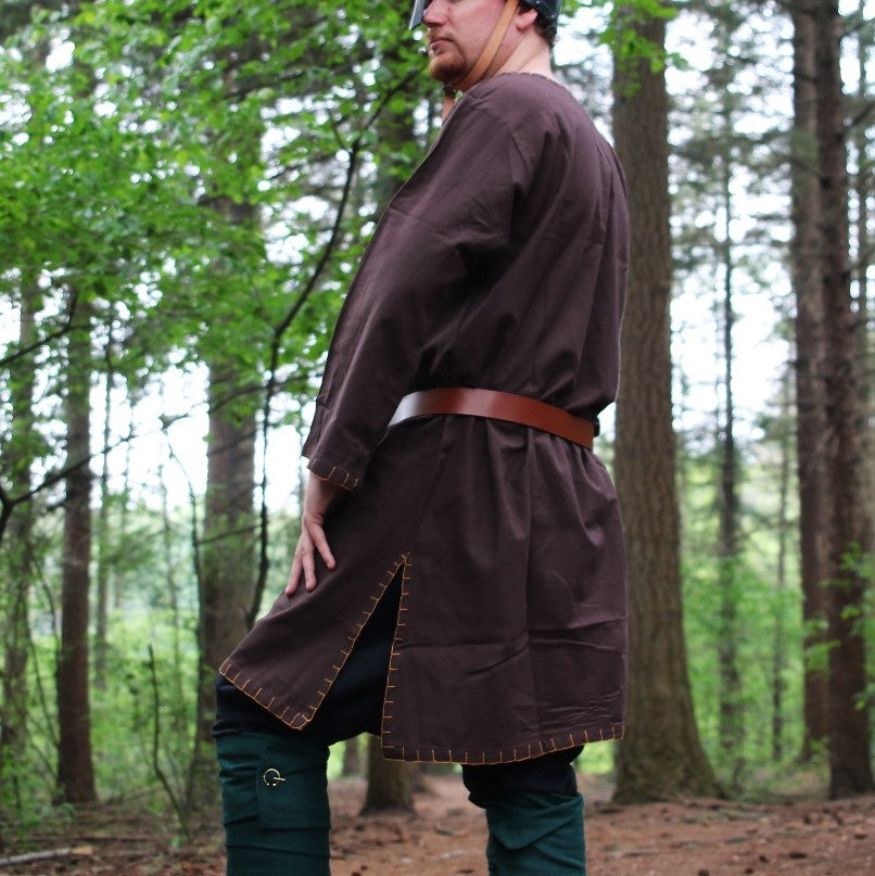 Germanic Thorsberg tunic with authentic hem, dark brown