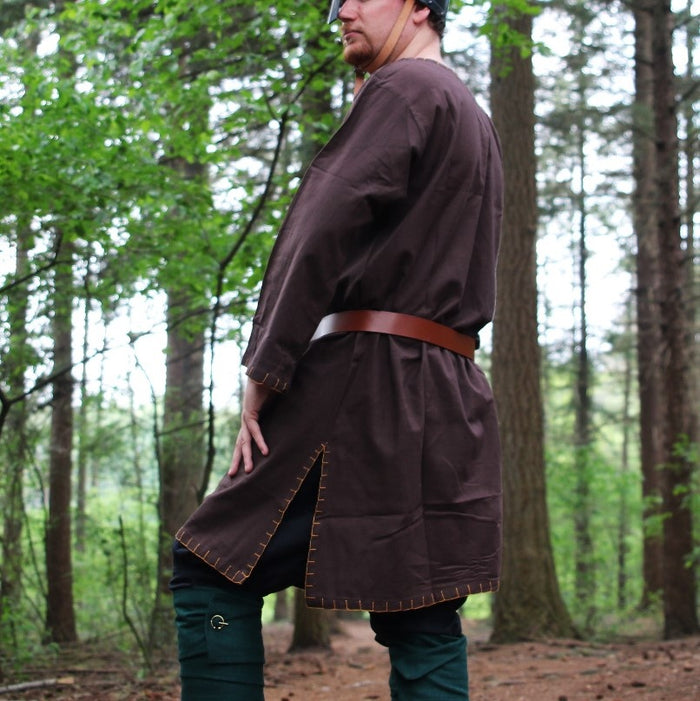 Germanic Thorsberg tunic with authentic hem, dark brown
