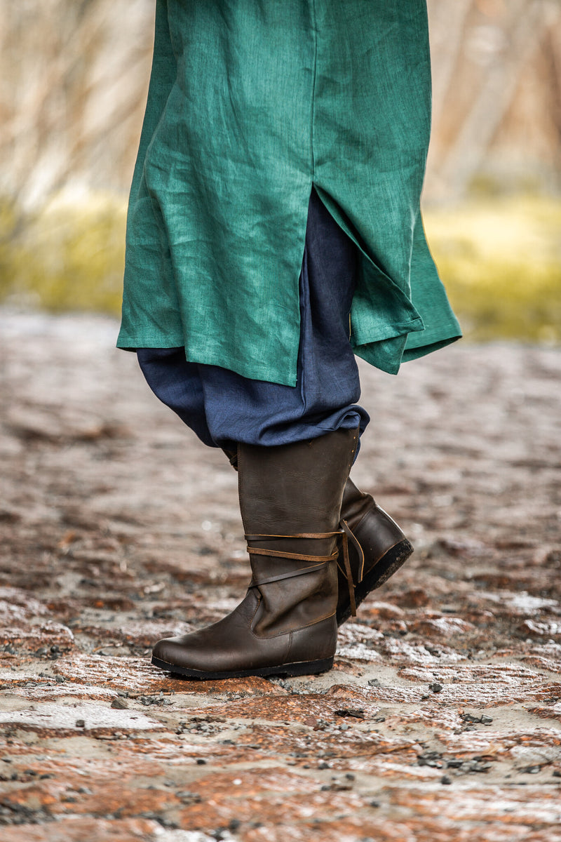 Vikingatunika Halvar, linne, grön