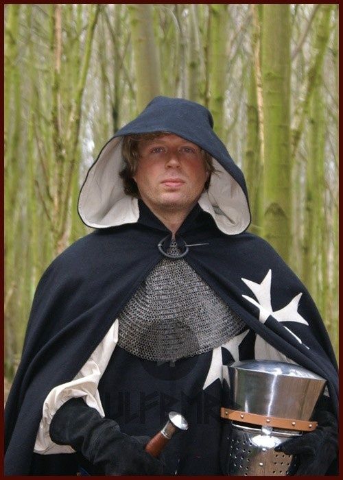 Historical Hospitaller cloak, wool mix, black