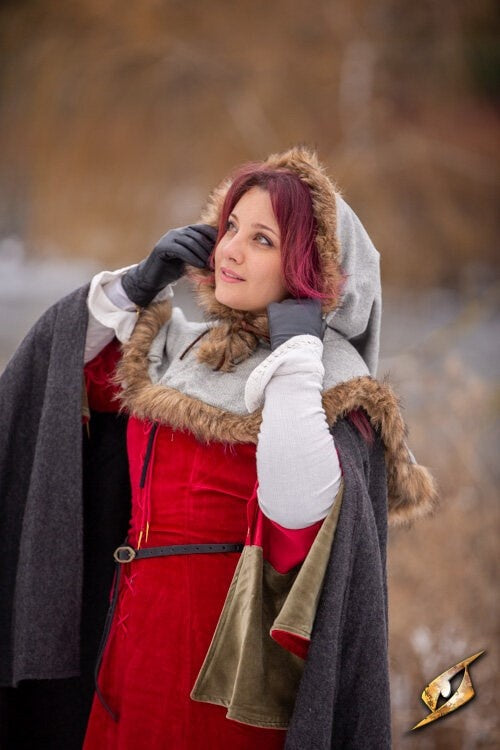 Cappuccio medievale Geralt, grigio, misto lana