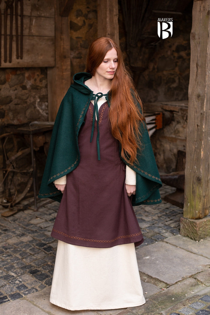 Affra cape, wool blend, green