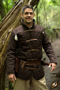 Medieval gambeson with straps, brown