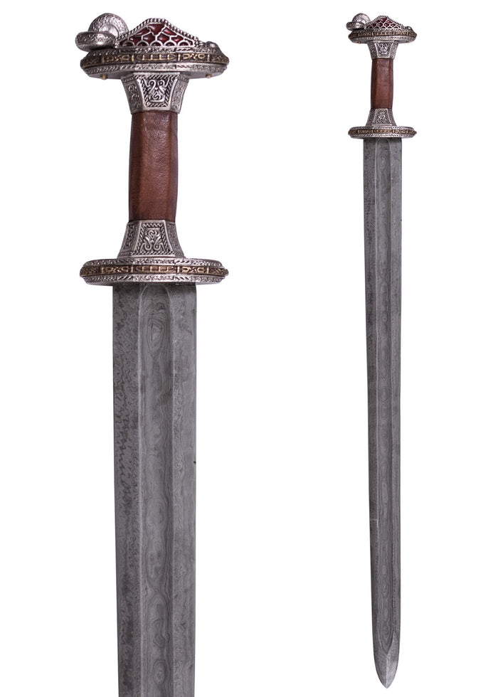 Vendel sword Uppsala 7th-8th century, tin-plated hilt, damast, semi-sharp
