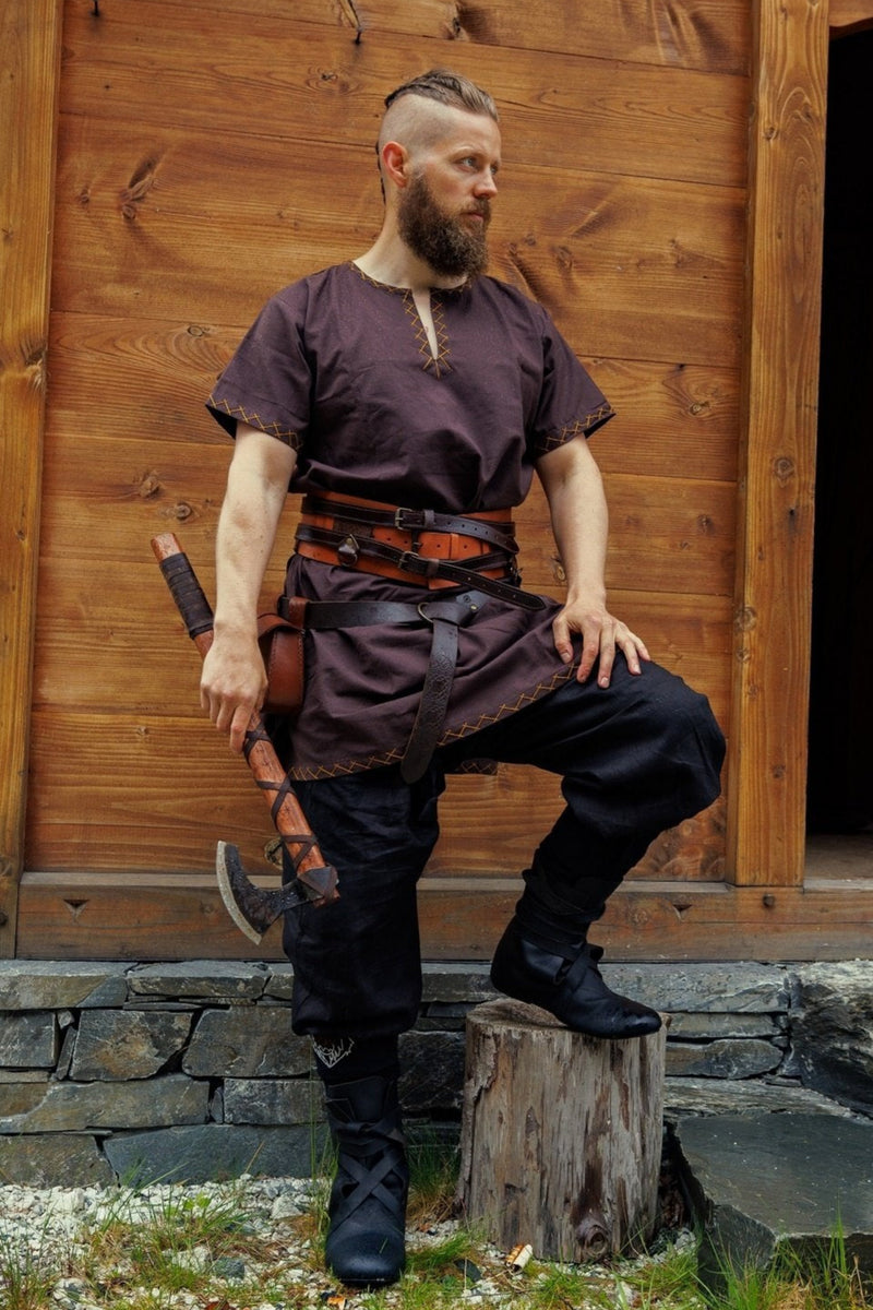 Tunique viking courte Harbard, marron