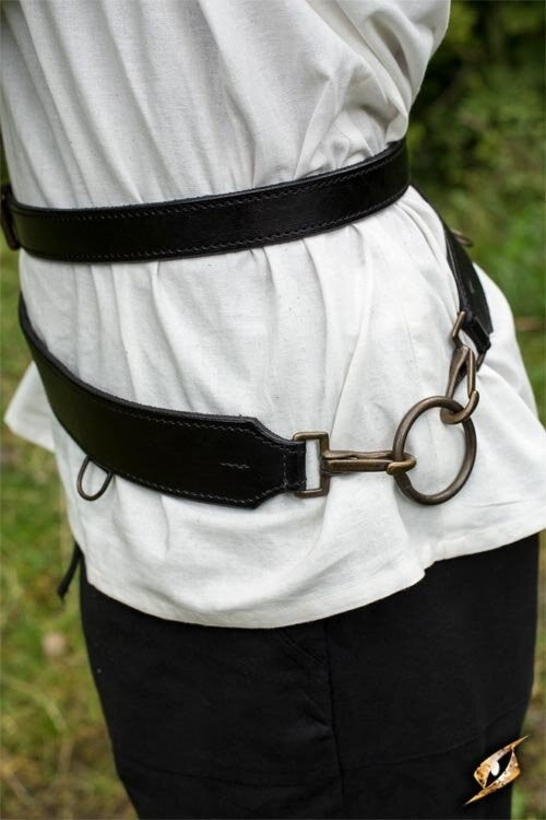 Two-part sword belt, black
