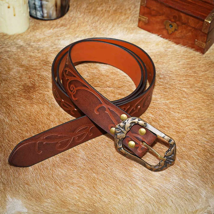 Leather belt Aranel, Red