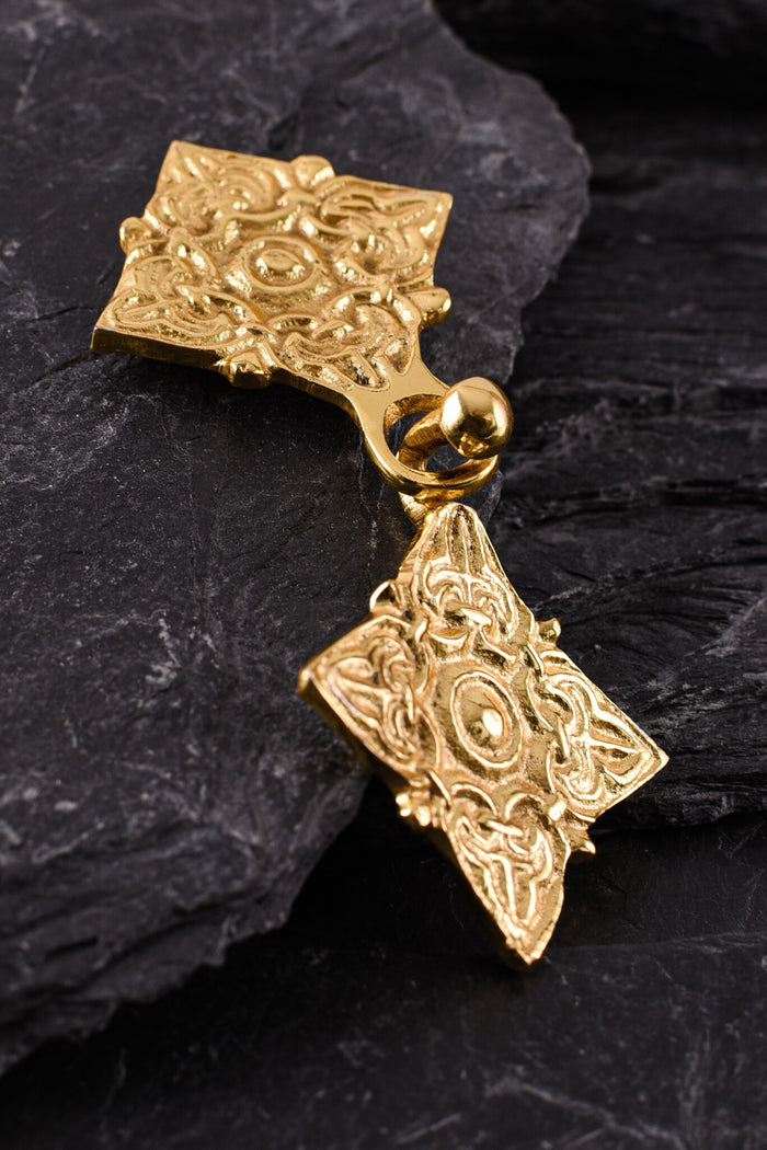 Twofold Viking brooch, brass