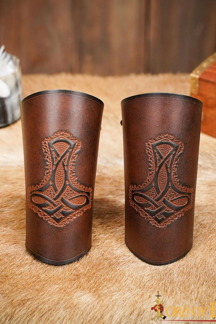 Mjolnir leather bracers, underarm guards