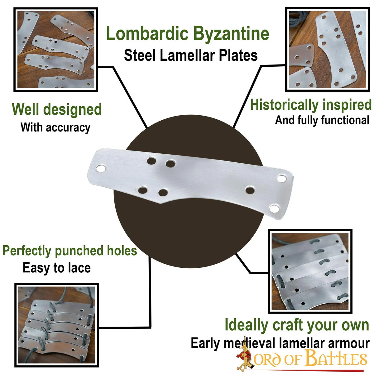 Germanic / Byzantine lamella plates, 8.5 x 2.5 cm, 100 pcs