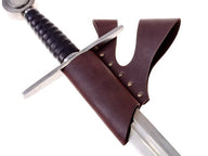 Knight sword holder with double belt loop, brown