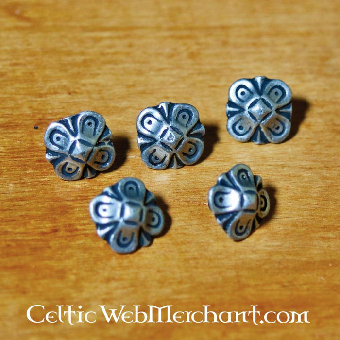 Belt Fittings Oktogon (5 Pieces), Silvered