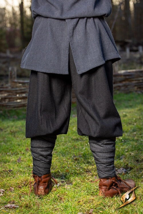 Pantaloni Rusvik Ull a spina di pesce, misto lana, neri