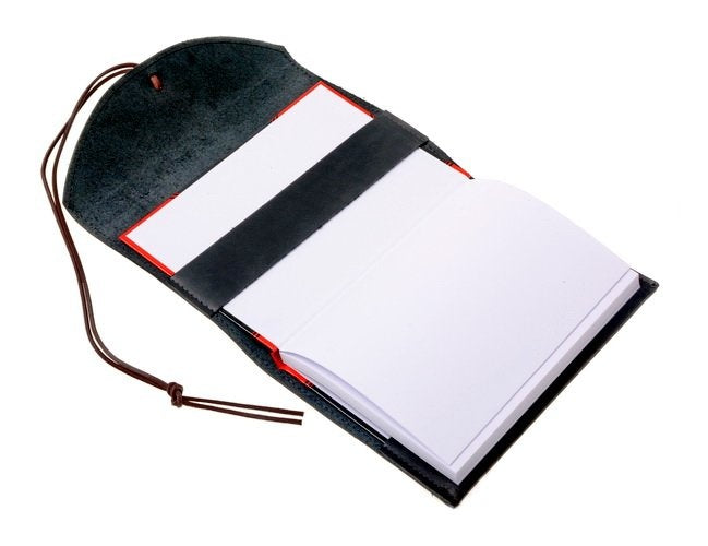 Notebook with leather cover, black, L