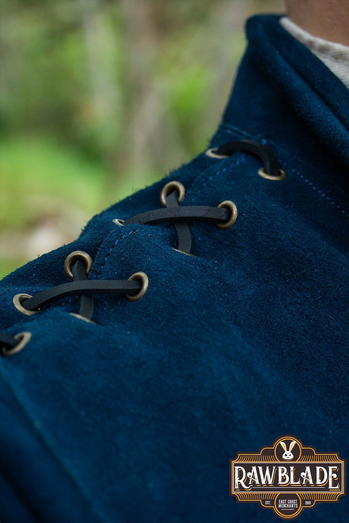 Split leather jerkin Diego, blue