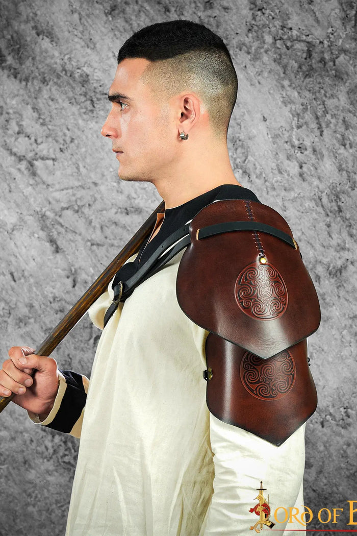 Leather pauldron Celtic spirals