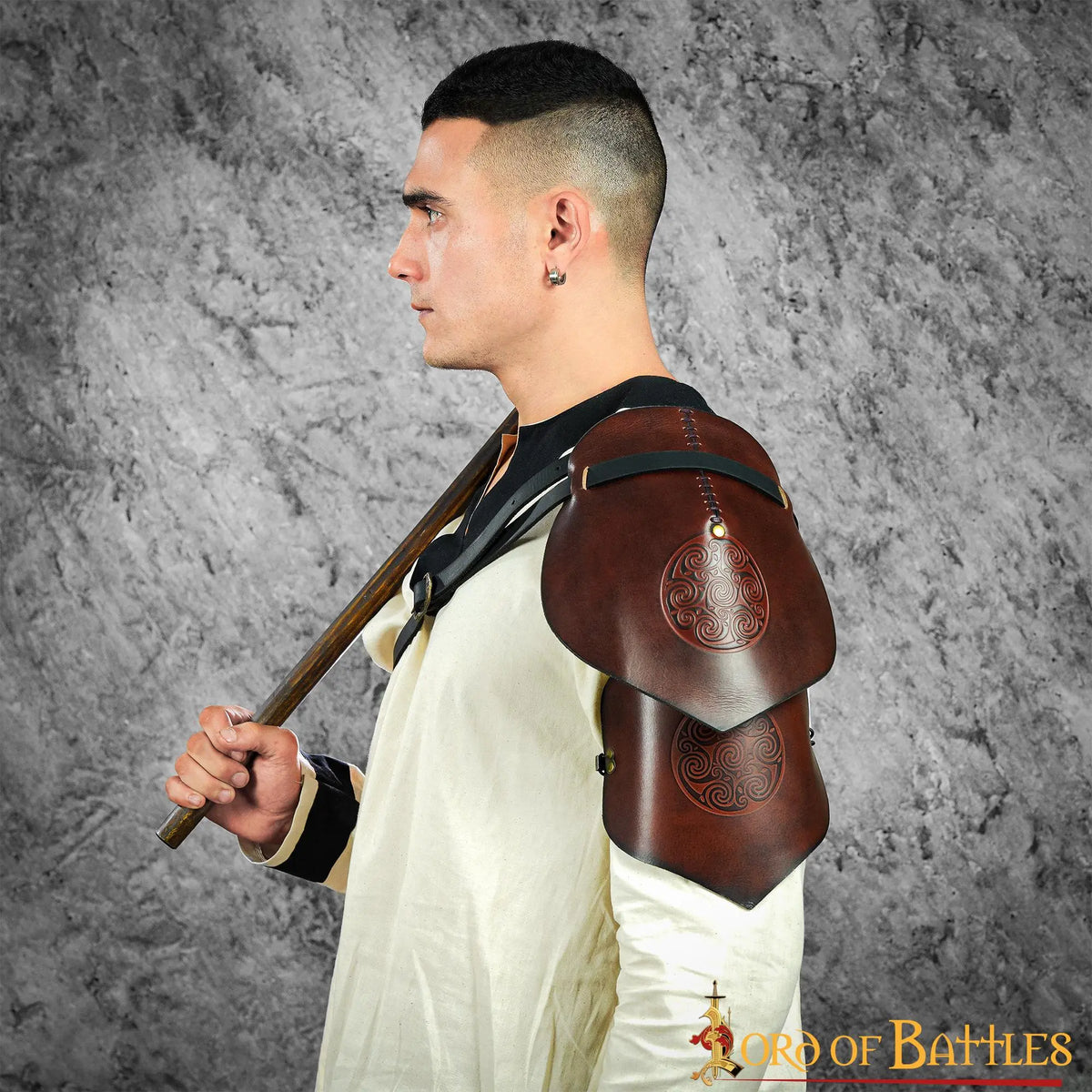 Leather pauldron Celtic spirals
