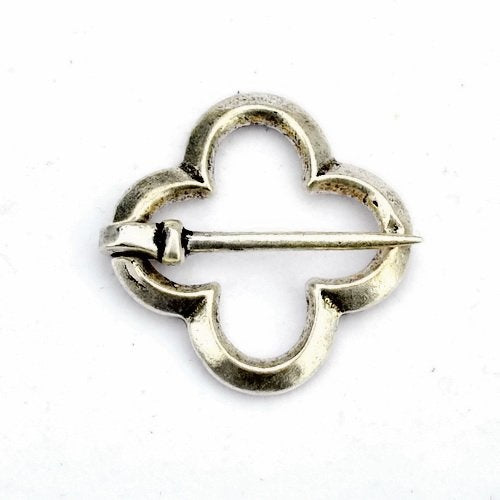 Medieval Quatrefoil Brooch, Silvered Bronze