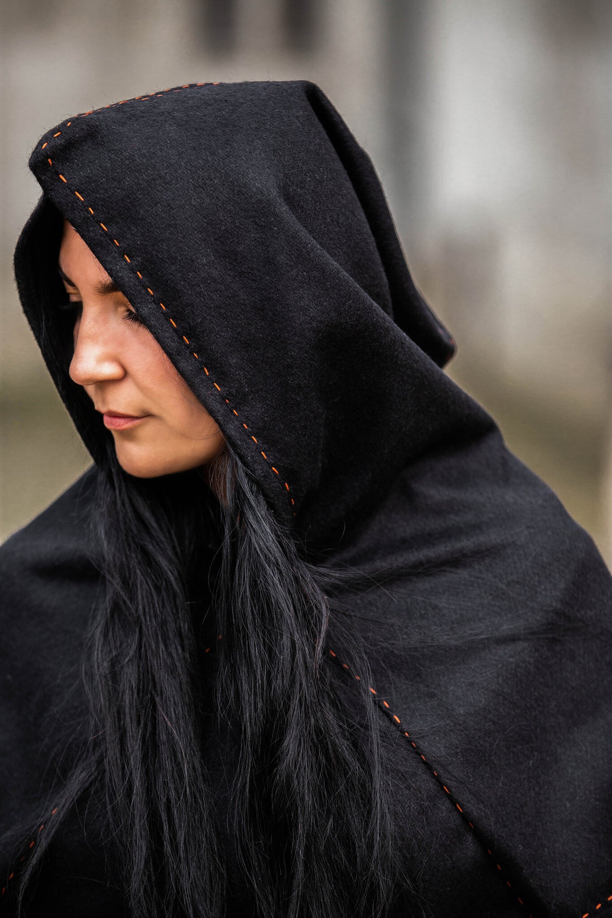 Skjoldehamn hood Halfdan, black, wool mix