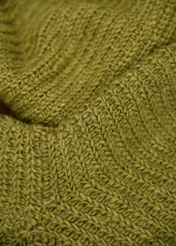 Crocheted socks, 100% wool, green-yellow