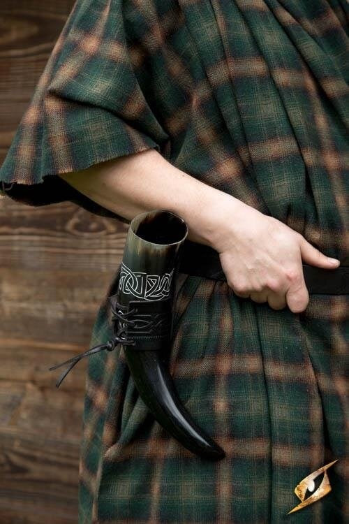 Leather drinking horn holder Edda, black