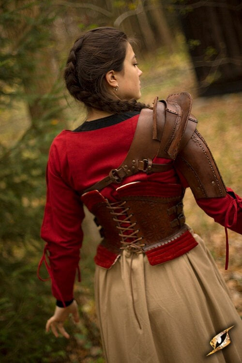 Leather shoulder armour, brown
