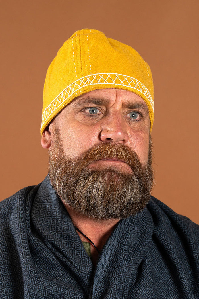 Viking cap Njal, yellow, wool blend