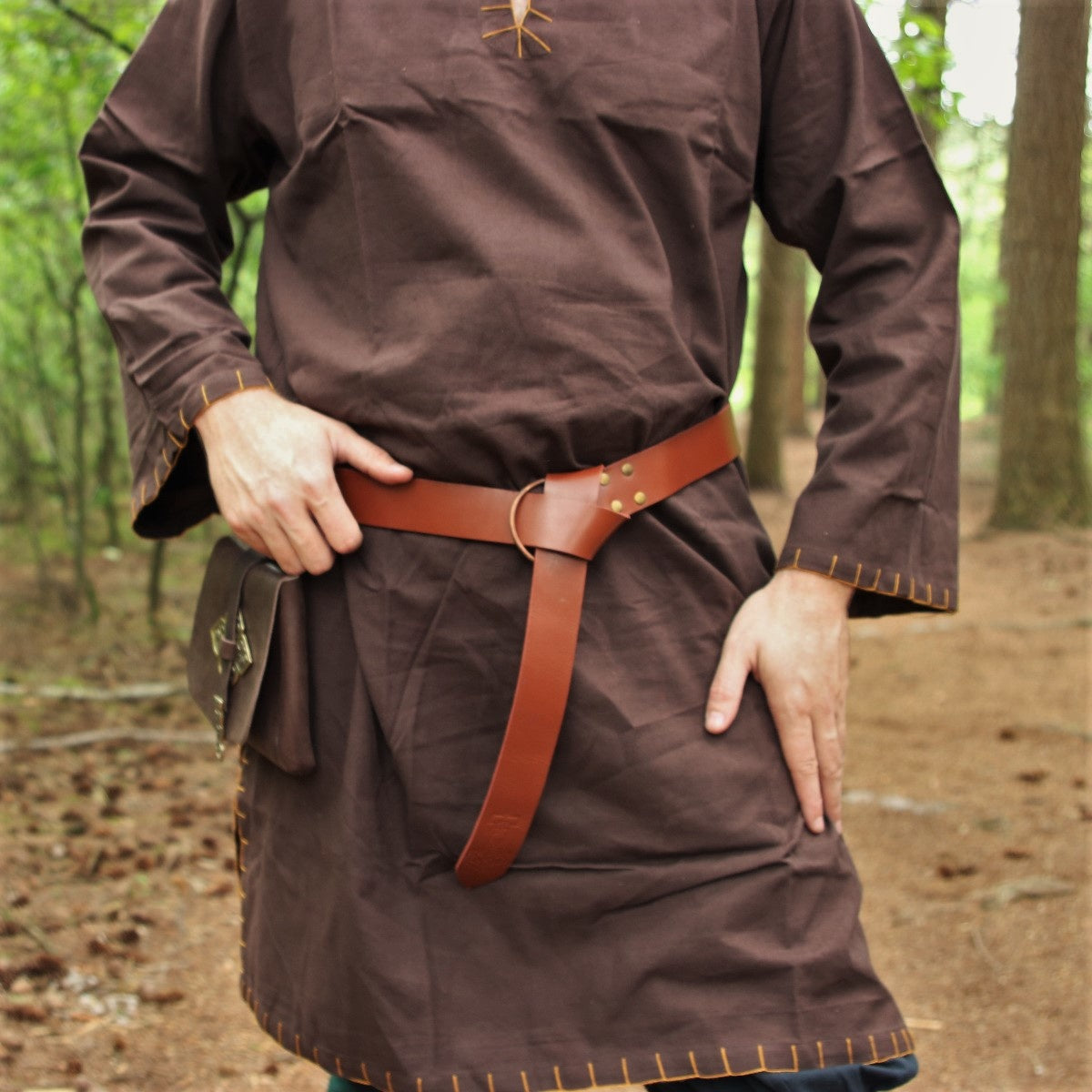 Germanic Thorsberg tunic with authentic hem, dark brown