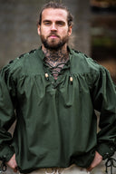 Pirate shirt with laces, green