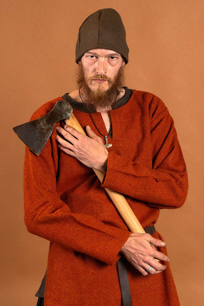 Medieval tunic diamond twill tunic, 100% wool, orange-red
