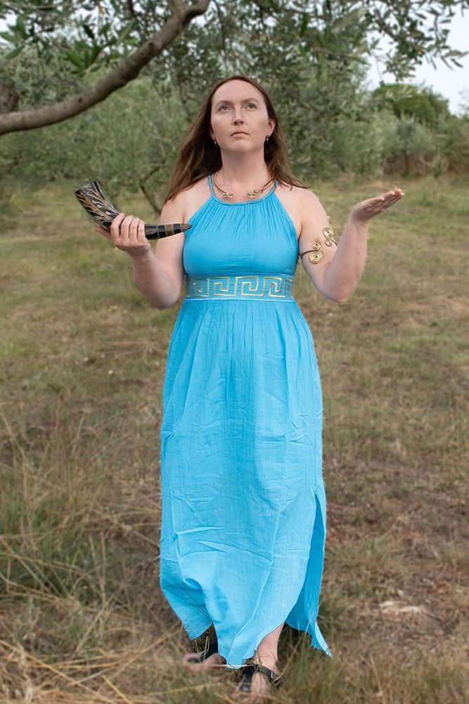Goddess dress Circe, turquoise