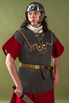 Roman lorica hamata, mixed flat rings - round rivets, 9 mm
