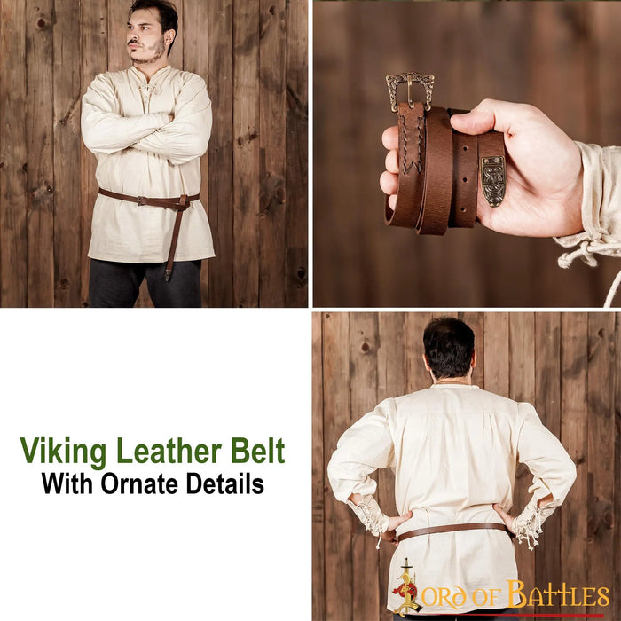 Viking belt Leif, 130 cm, brown