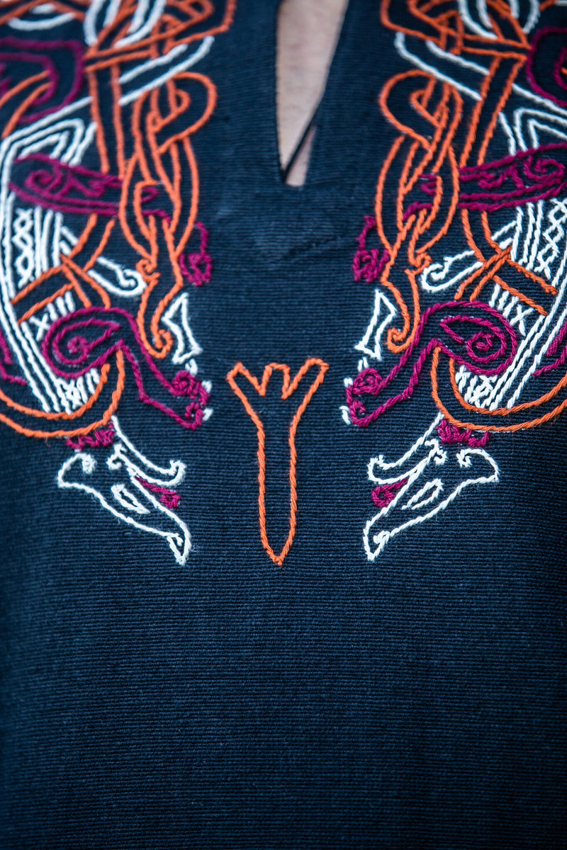 Tunica vichinga Snorri, nero-rosso