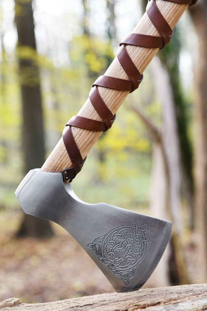 Viking axe, type F, engraved, semi-sharp