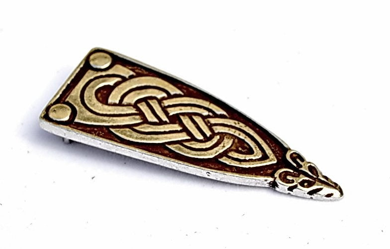 Viking belt end Borre animal, silvered