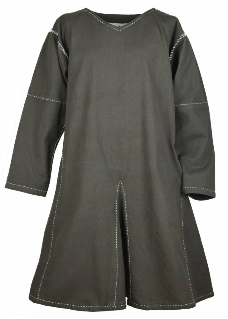 Medieval tunic Kragelund hand-stitched finish, olive green