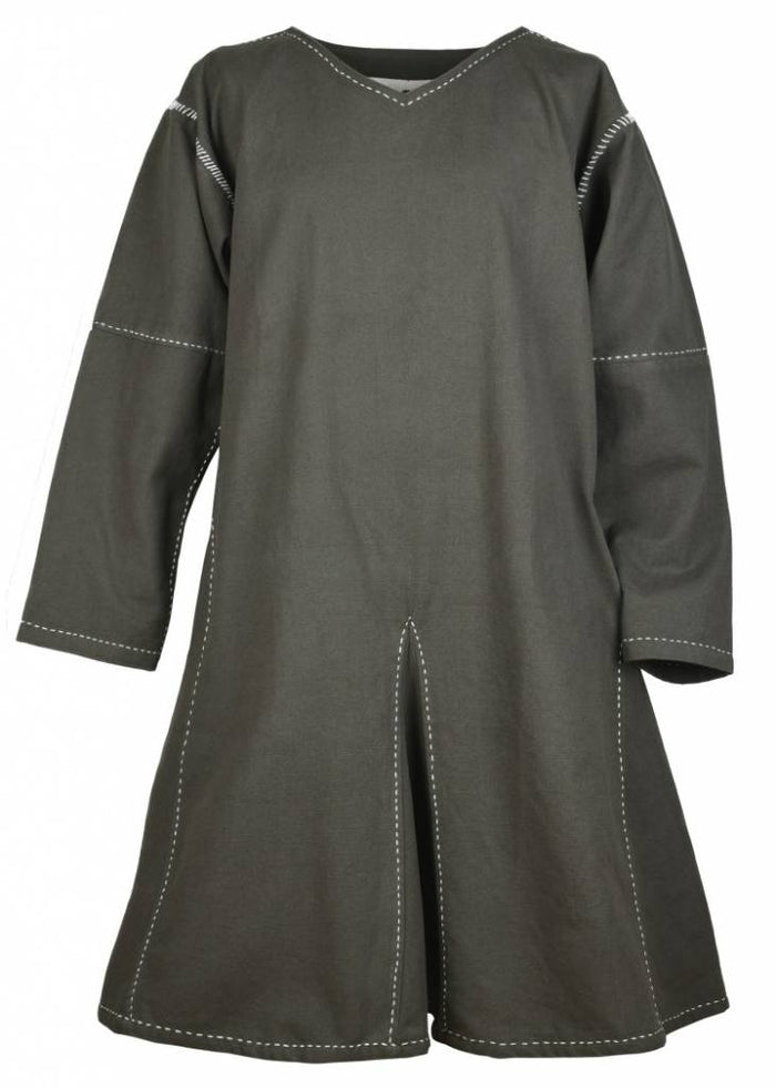 Medieval tunic Kragelund hand-stitched finish, olive green