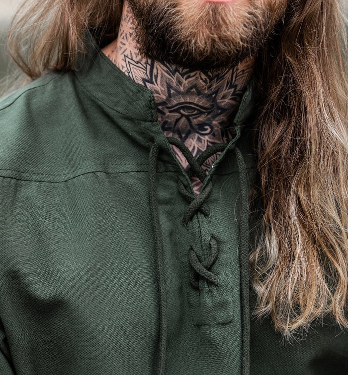 Medieval shirt with short sleeves, green