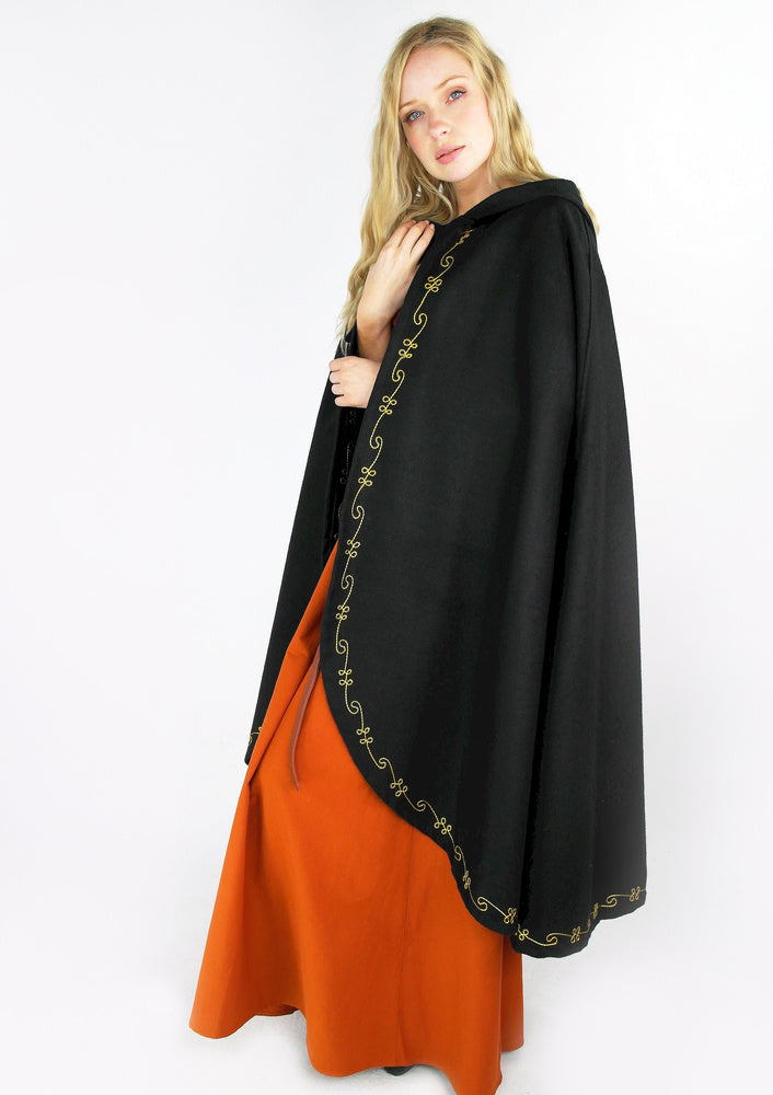 Cloak Ceridwen, black, wool blend