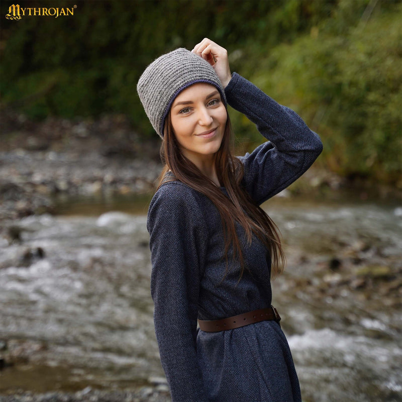 Needle-Bound Hat, 100% Wool, Grey-Blue