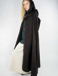 Embroidered cloak Damia with clasp, wool blend, brown