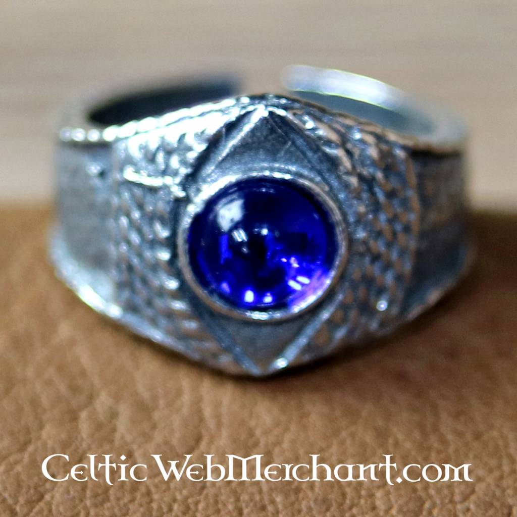 Medieval ring, blue, pewter