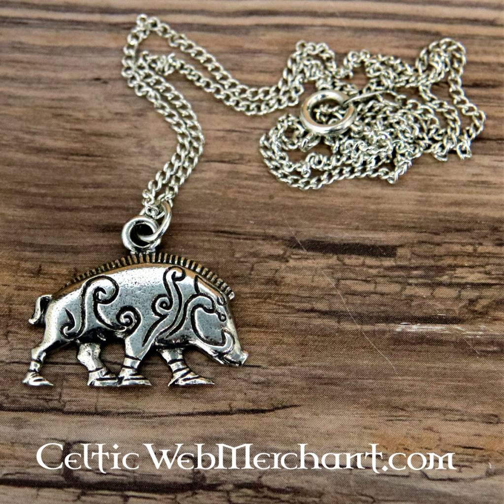 Pictish boar pendant Knocknagael, pewter