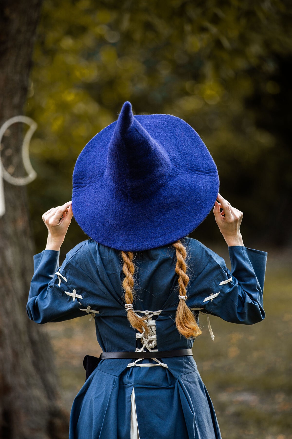 Witch hat, wool felt, blue