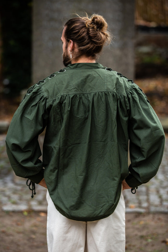 Pirate shirt with laces, green